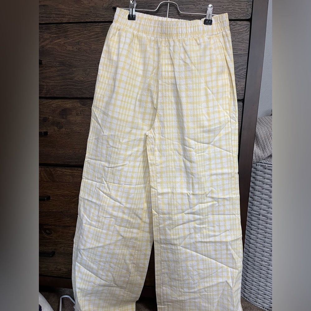 Cotton on yellow and white gingham flare pants